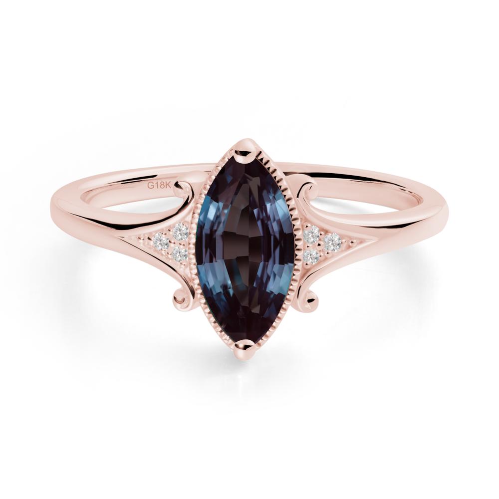 Scrollwork Marquise Alexandrite Ring - LUO Jewelry #metal_18k rose gold