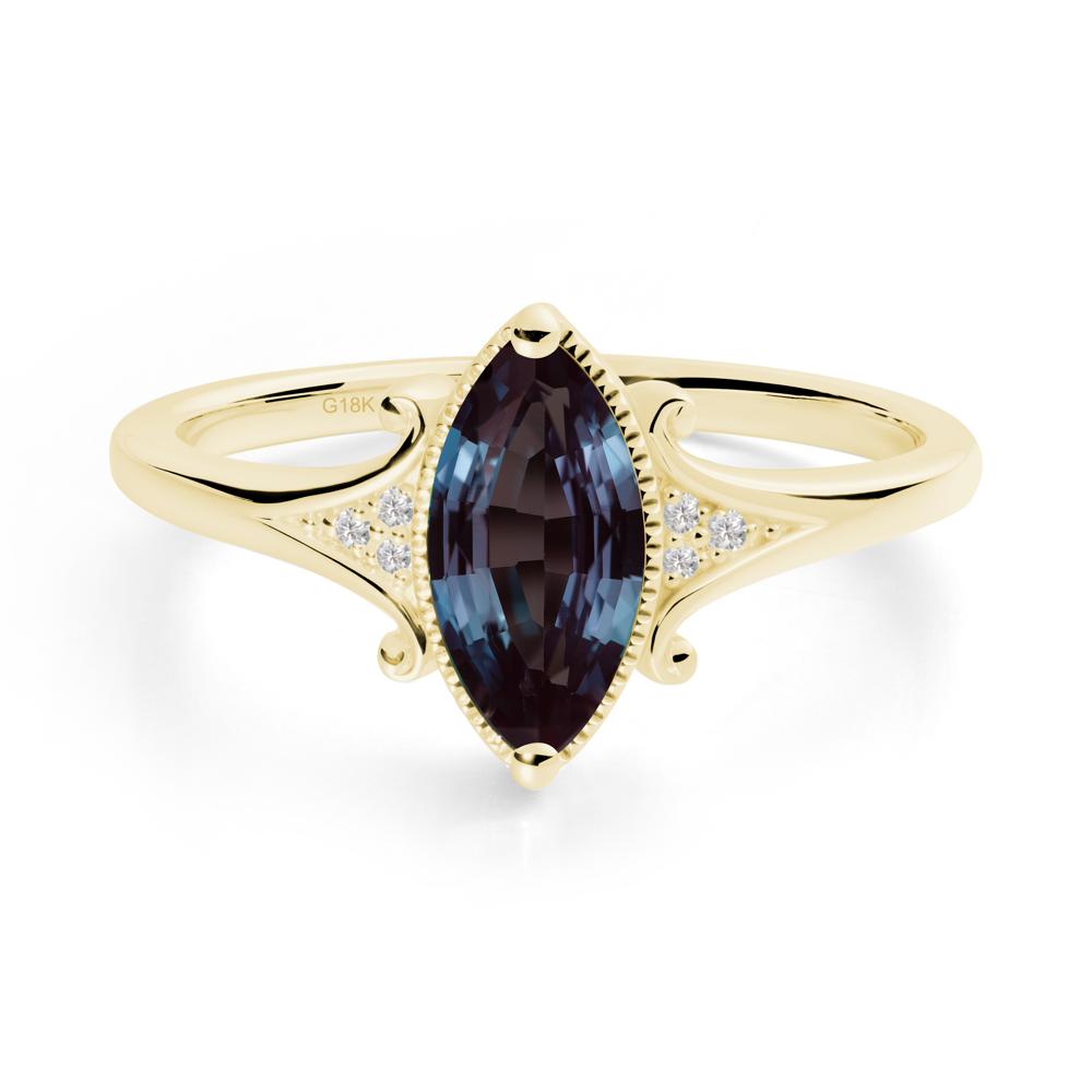 Scrollwork Marquise Alexandrite Ring - LUO Jewelry #metal_18k yellow gold