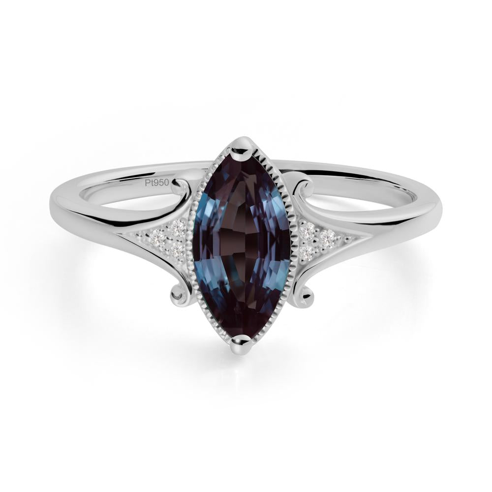 Scrollwork Marquise Alexandrite Ring - LUO Jewelry #metal_platinum