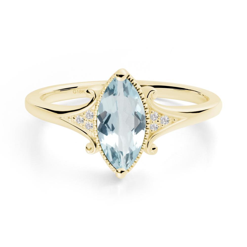 Scrollwork Marquise Aquamarine Ring - LUO Jewelry #metal_18k yellow gold