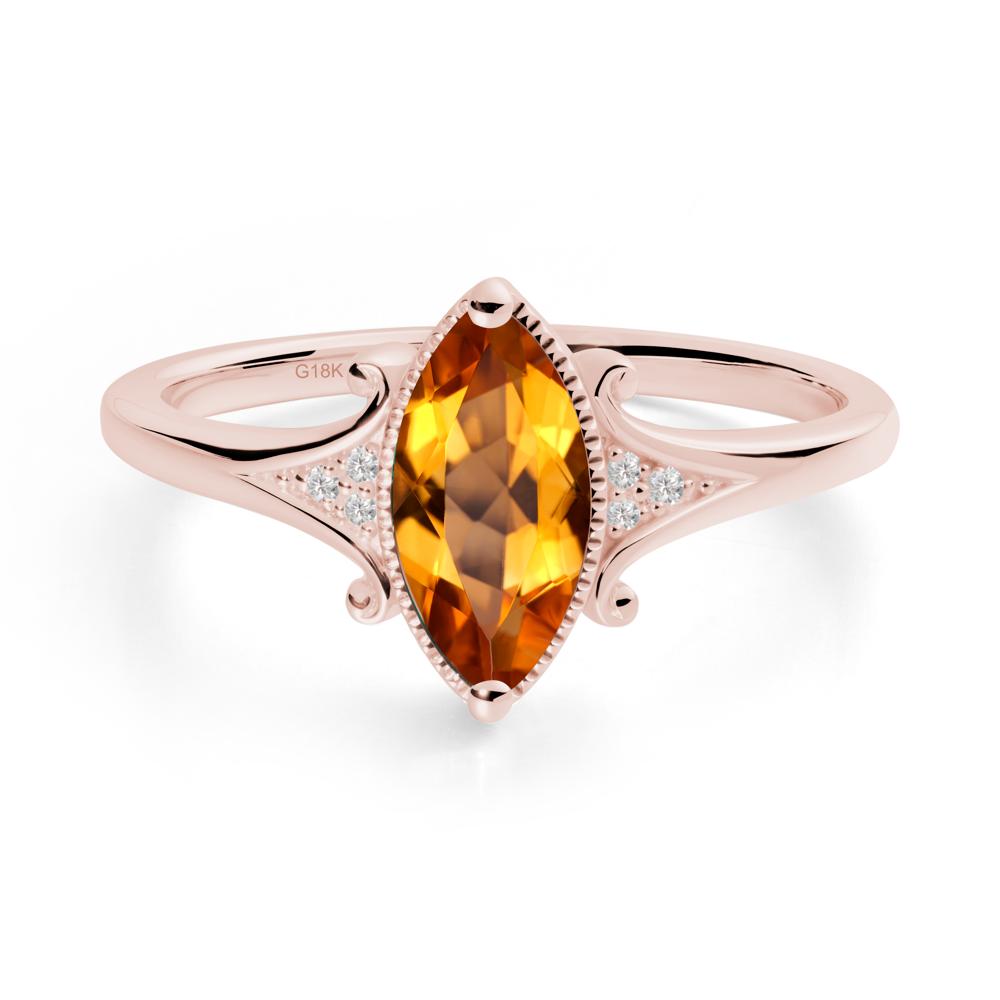 Scrollwork Marquise Citrine Ring - LUO Jewelry #metal_18k rose gold