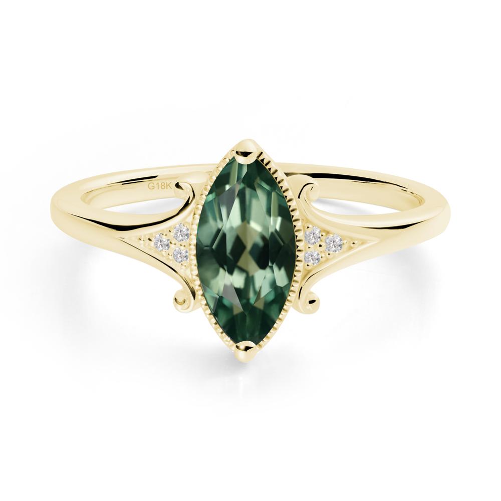 Scrollwork Marquise Green Sapphire Ring - LUO Jewelry #metal_18k yellow gold