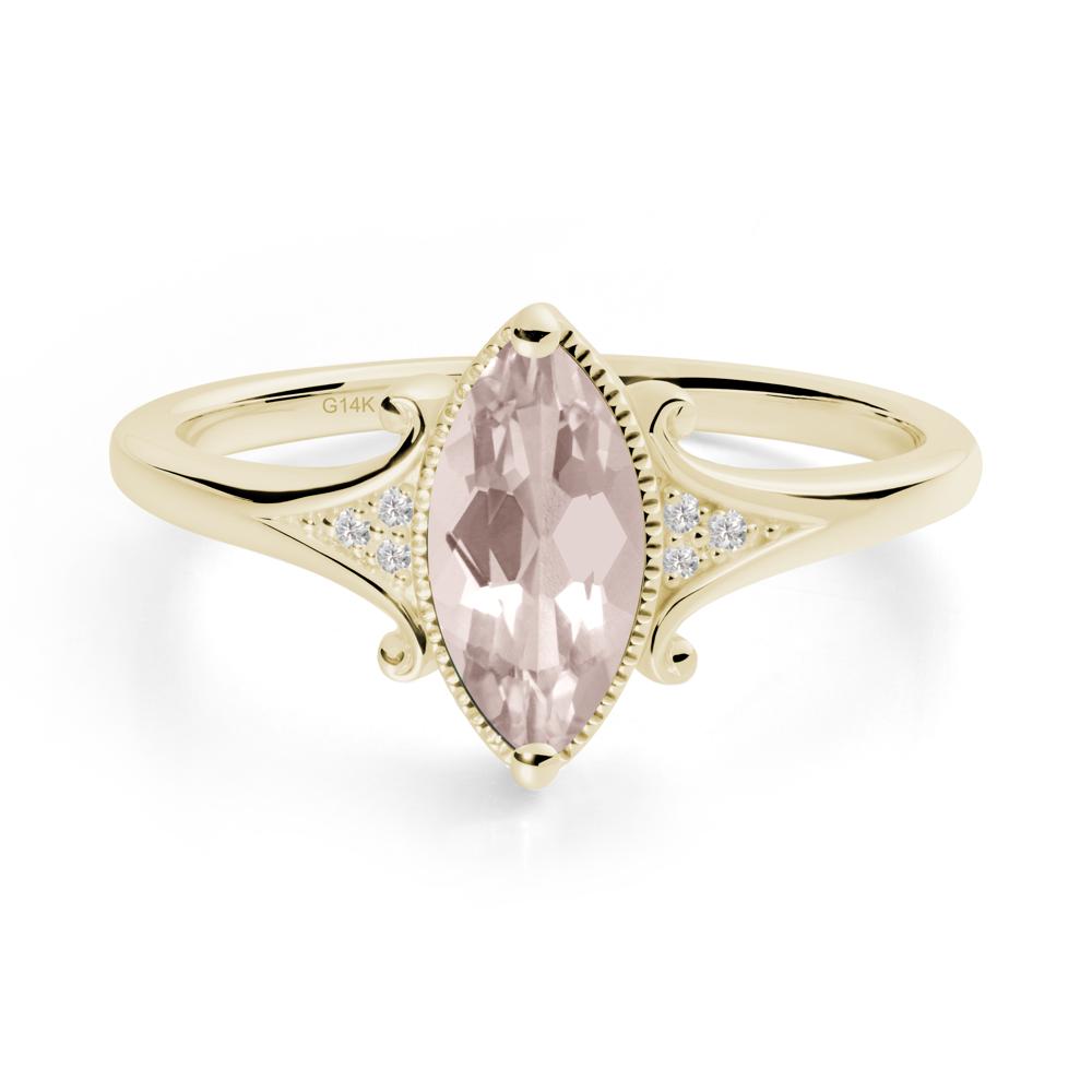 Scrollwork Marquise Morganite Ring - LUO Jewelry #metal_14k yellow gold