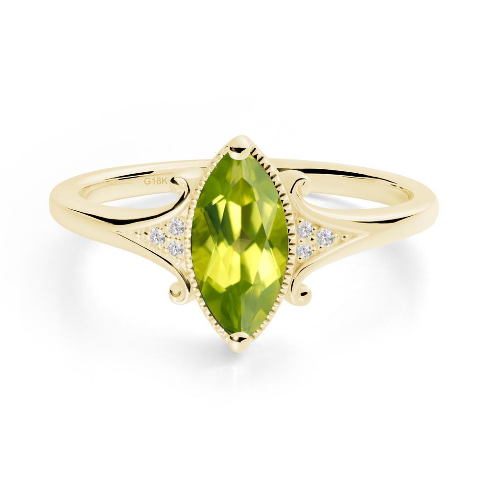 Marquise Peridot Milgrain Halo Ring - LUO Jewelry #metal_18k yellow gold