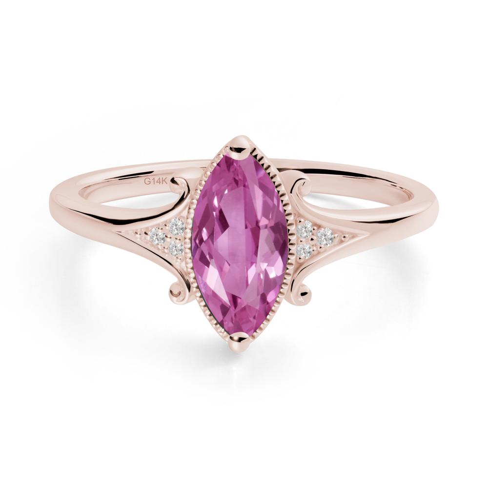 Scrollwork Marquise Pink Sapphire Ring - LUO Jewelry #metal_14k rose gold