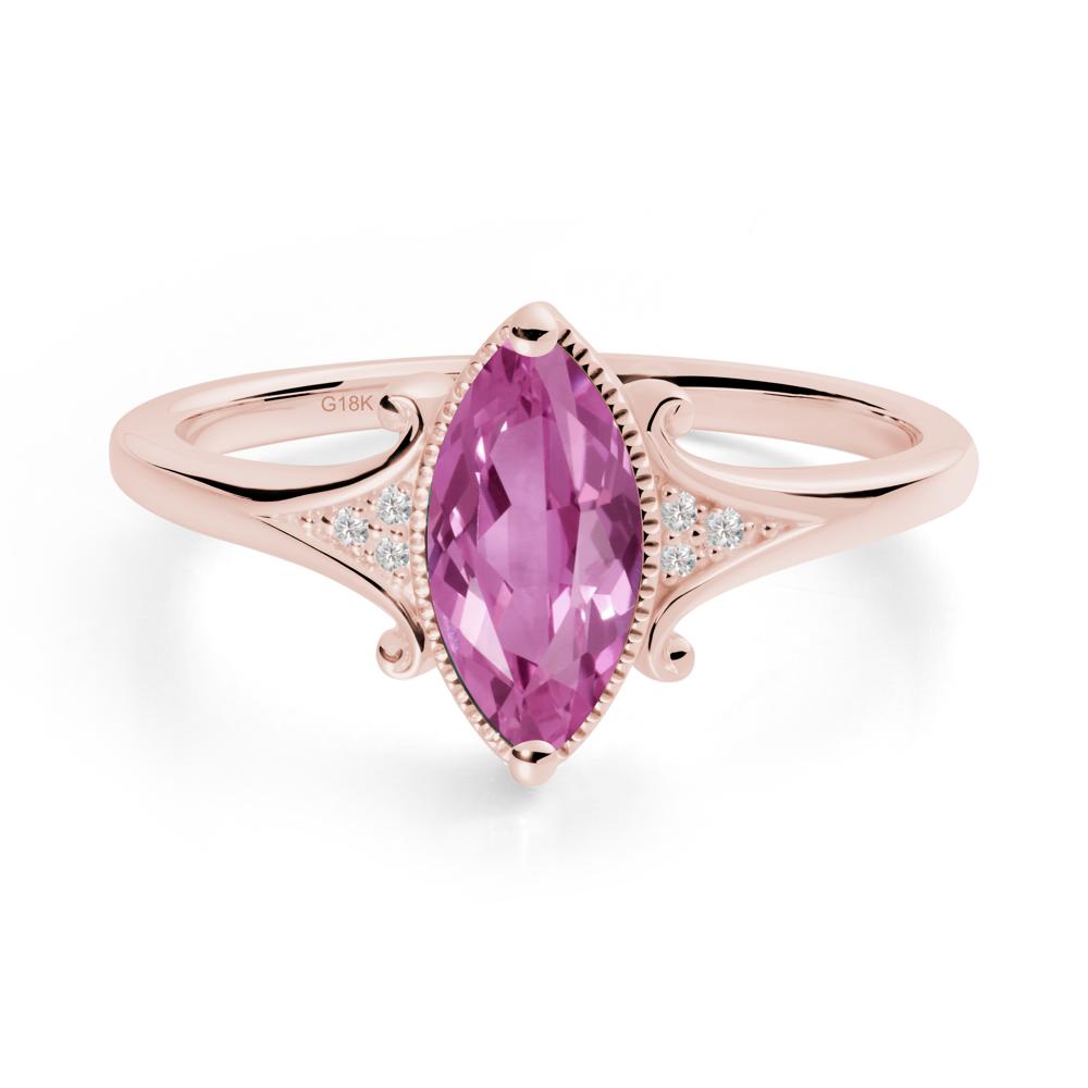 Scrollwork Marquise Pink Sapphire Ring - LUO Jewelry #metal_18k rose gold