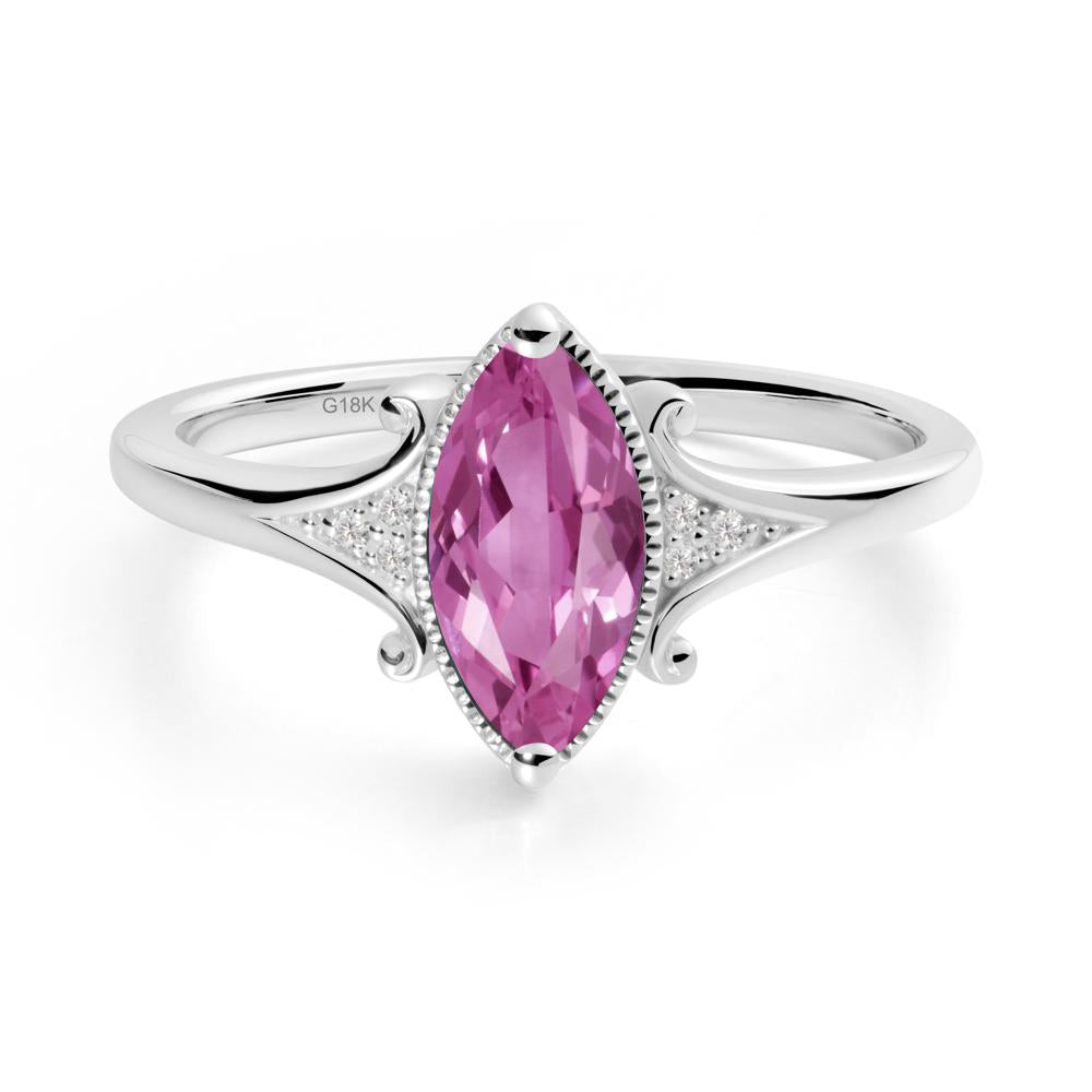 Scrollwork Marquise Pink Sapphire Ring - LUO Jewelry #metal_18k white gold
