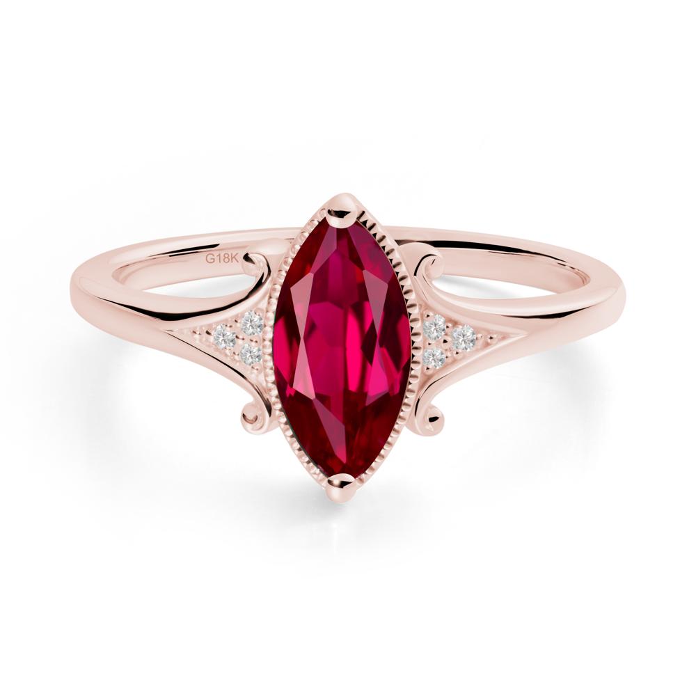 Scrollwork Marquise Ruby Ring - LUO Jewelry #metal_18k rose gold