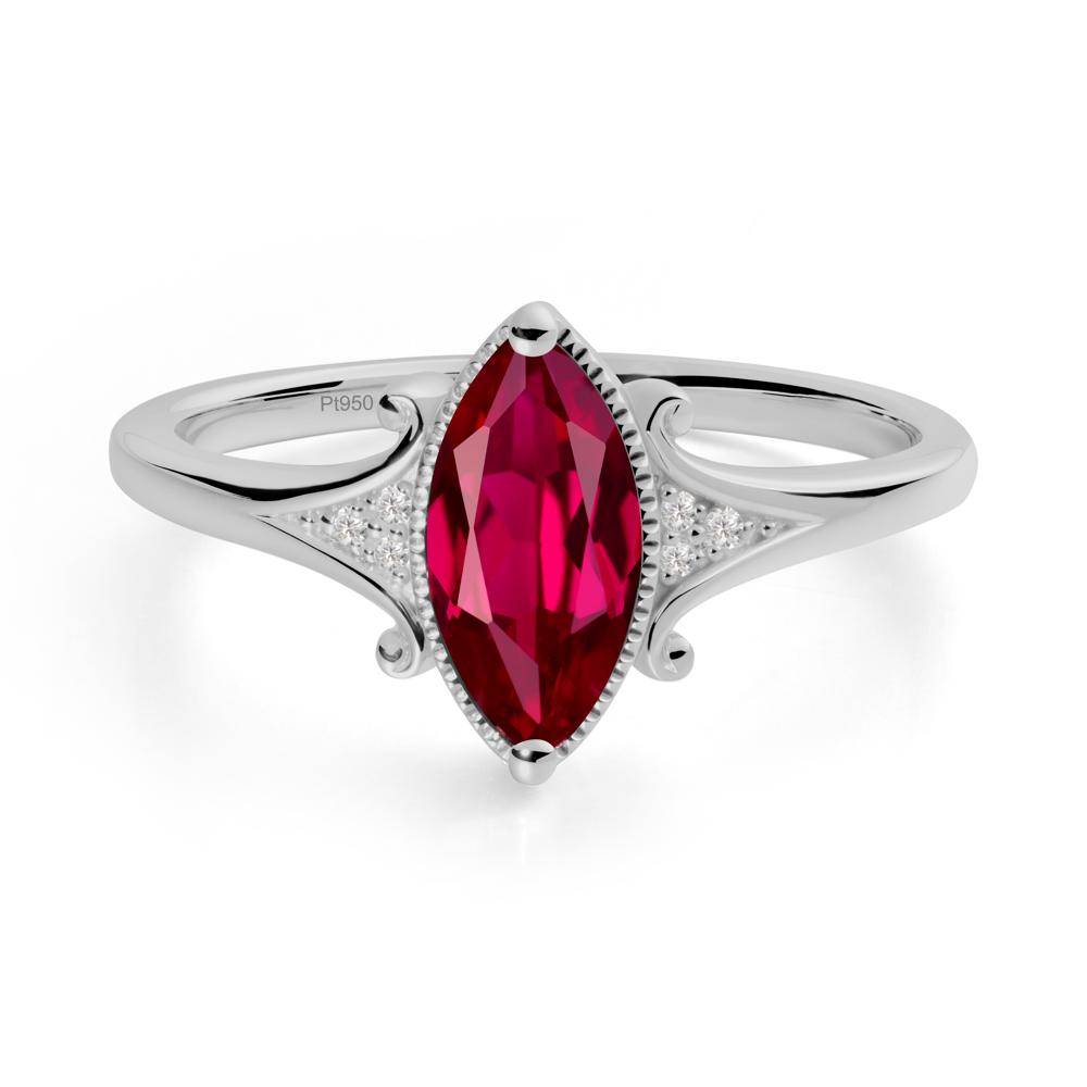Scrollwork Marquise Ruby Ring - LUO Jewelry #metal_platinum