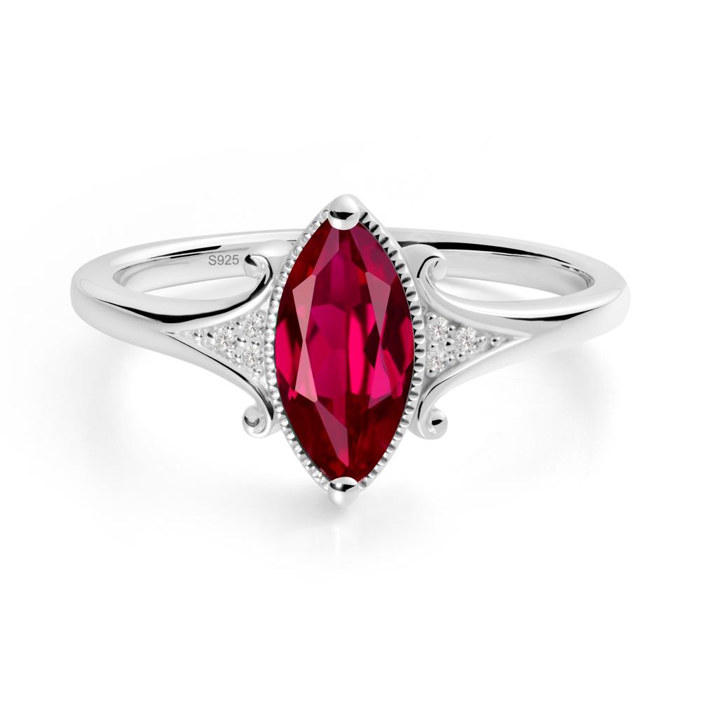Scrollwork Marquise Ruby Ring - LUO Jewelry #metal_sterling silver
