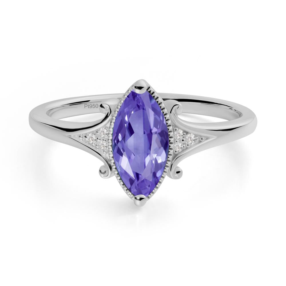 Marquise Tanzanite Milgrain Halo Ring - LUO Jewelry #metal_platinum