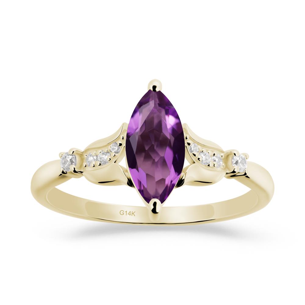 Marquise Amethyst Floral Engagement Ring - LUO Jewelry #metal_14k yellow gold