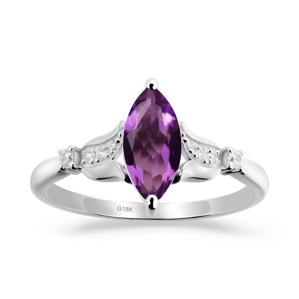 Marquise Amethyst Floral Engagement Ring - LUO Jewelry #metal_18k white gold