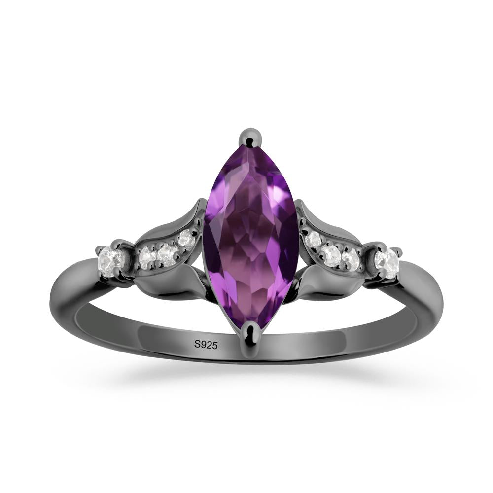Marquise Amethyst Floral Engagement Ring - LUO Jewelry #metal_black finish sterling silver