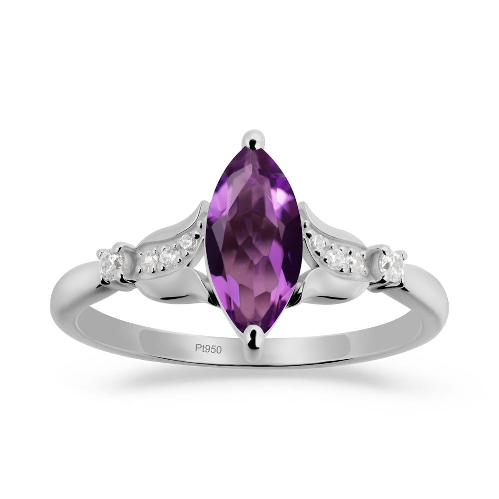 Marquise Amethyst Floral Engagement Ring - LUO Jewelry #metal_platinum