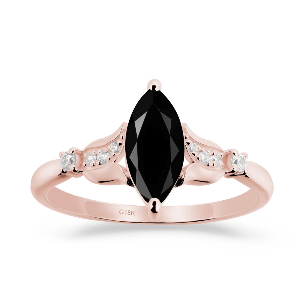 Marquise Black Spinel Floral Engagement Ring - LUO Jewelry #metal_18k rose gold