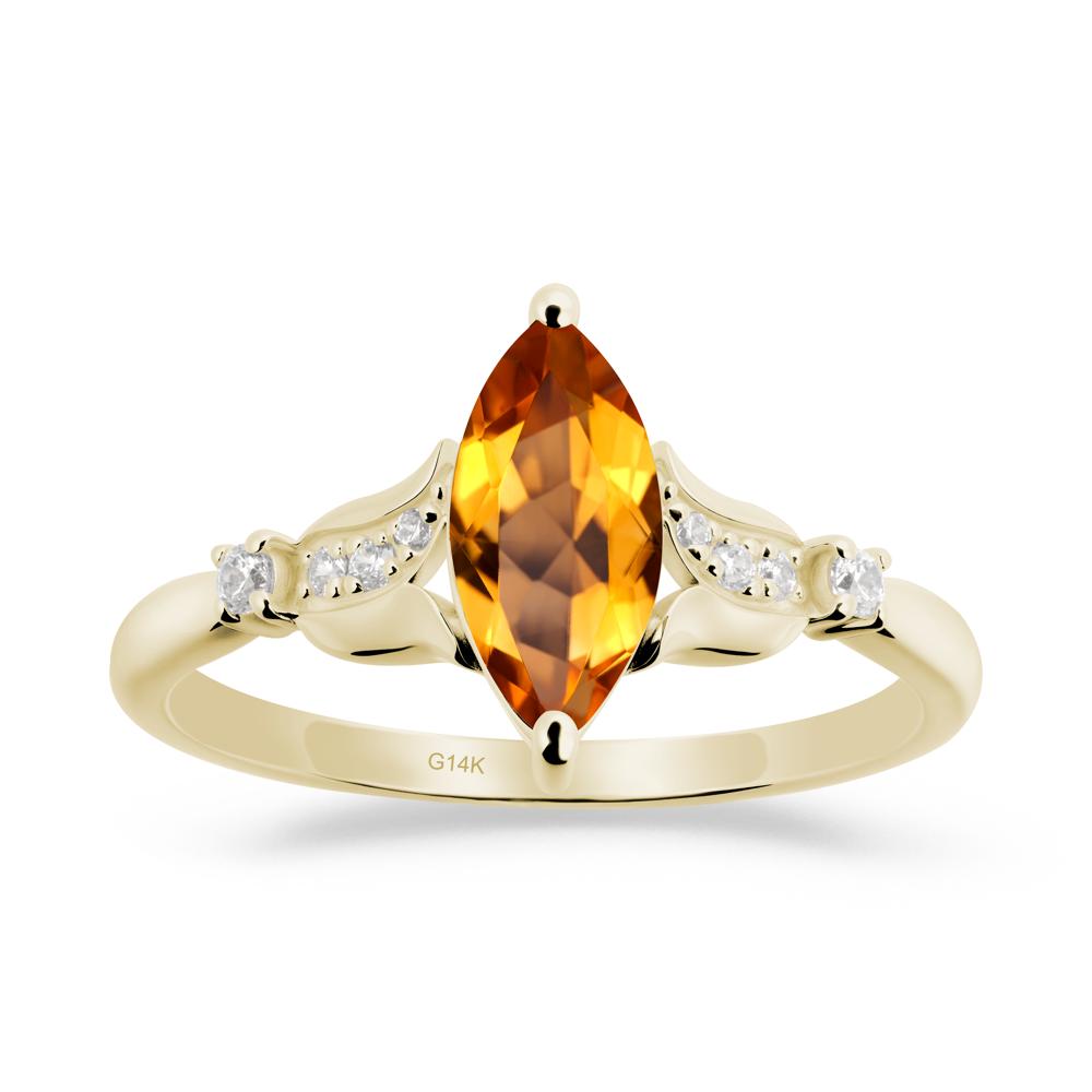 Marquise Citrine Floral Engagement Ring - LUO Jewelry #metal_14k yellow gold