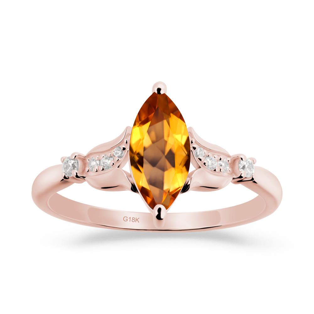 Marquise Citrine Floral Engagement Ring - LUO Jewelry #metal_18k rose gold