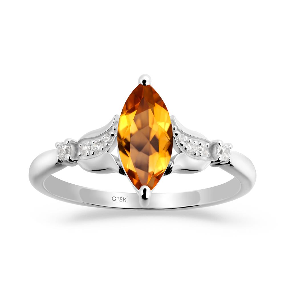 Marquise Citrine Floral Engagement Ring - LUO Jewelry #metal_18k white gold