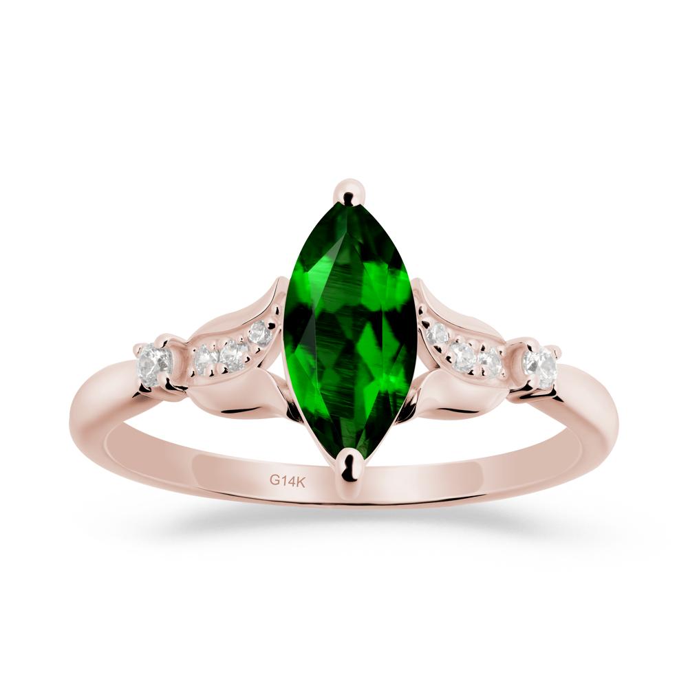 Marquise Diopside Floral Engagement Ring - LUO Jewelry #metal_14k rose gold