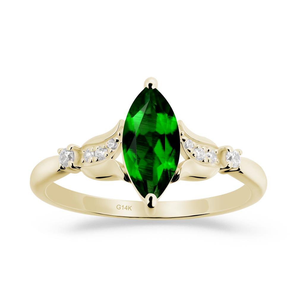 Marquise Diopside Floral Engagement Ring - LUO Jewelry #metal_14k yellow gold