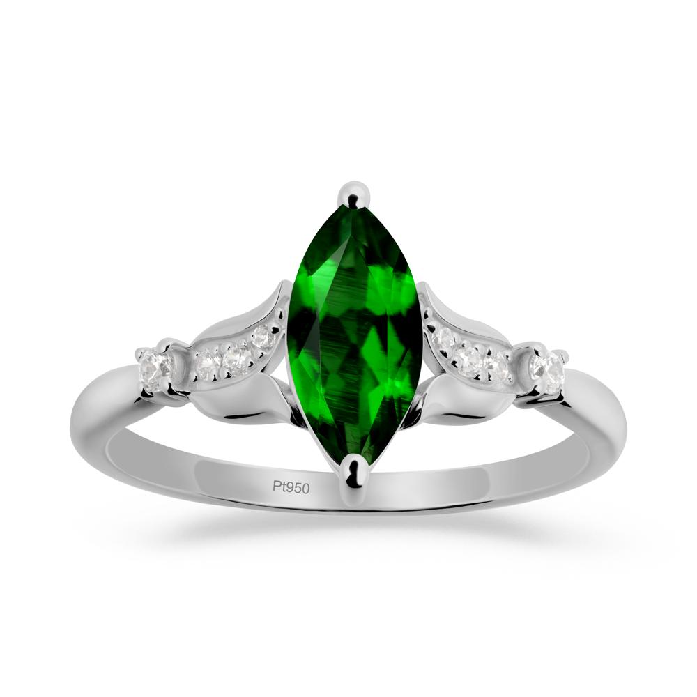 Marquise Diopside Floral Engagement Ring - LUO Jewelry #metal_platinum