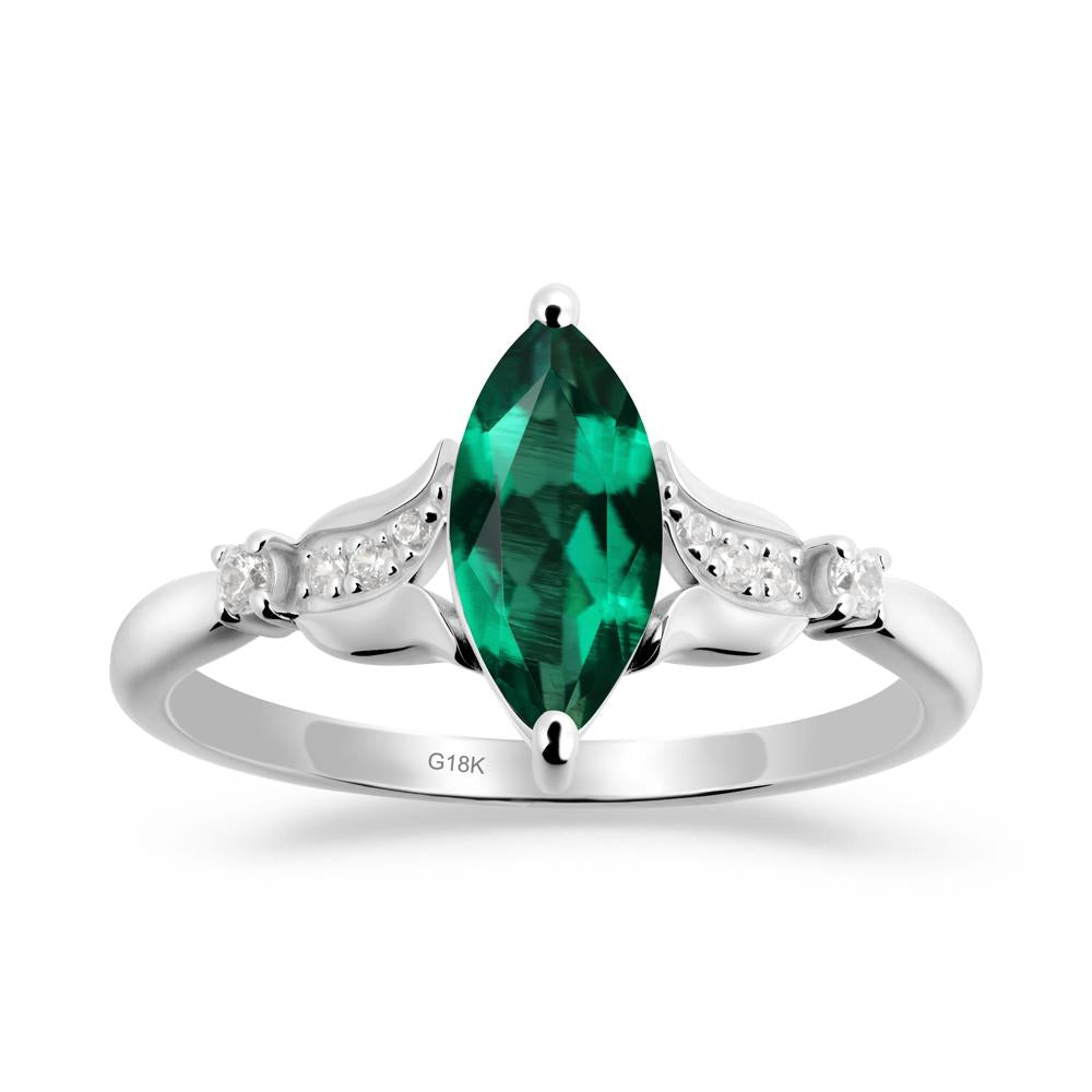Marquise Emerald Floral Engagement Ring - LUO Jewelry #metal_18k white gold