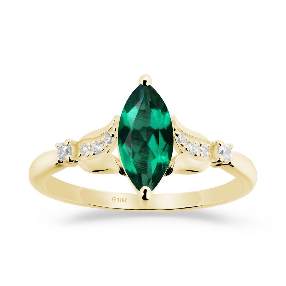 Marquise Emerald Floral Engagement Ring - LUO Jewelry #metal_18k yellow gold