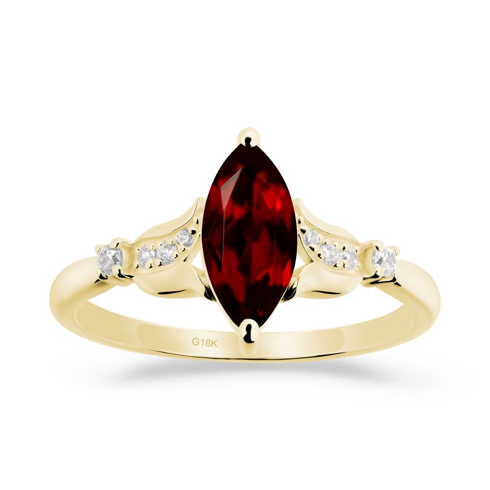 Marquise Garnet Floral Engagement Ring - LUO Jewelry #metal_18k yellow gold