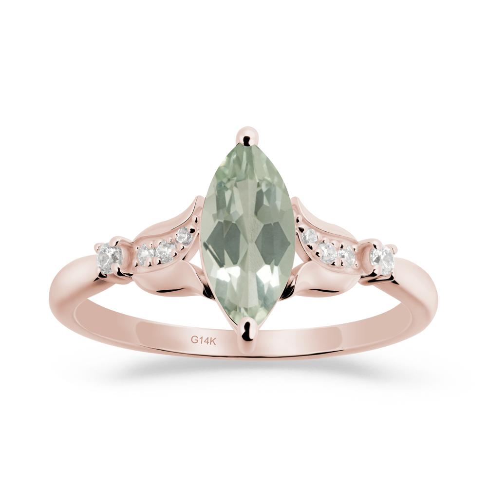 Marquise Green Amethyst Floral Engagement Ring - LUO Jewelry #metal_14k rose gold