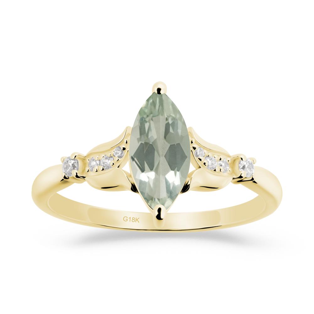 Marquise Green Amethyst Floral Engagement Ring - LUO Jewelry #metal_18k yellow gold