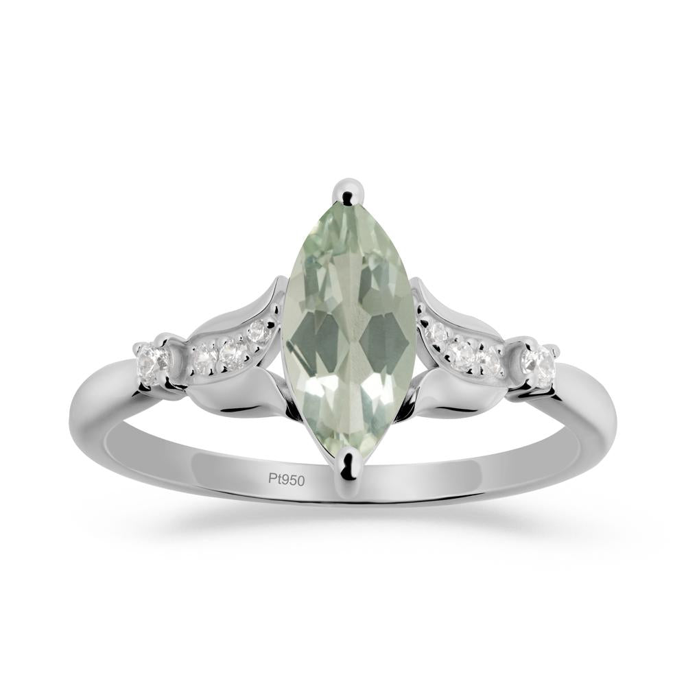 Marquise Green Amethyst Floral Engagement Ring - LUO Jewelry #metal_platinum