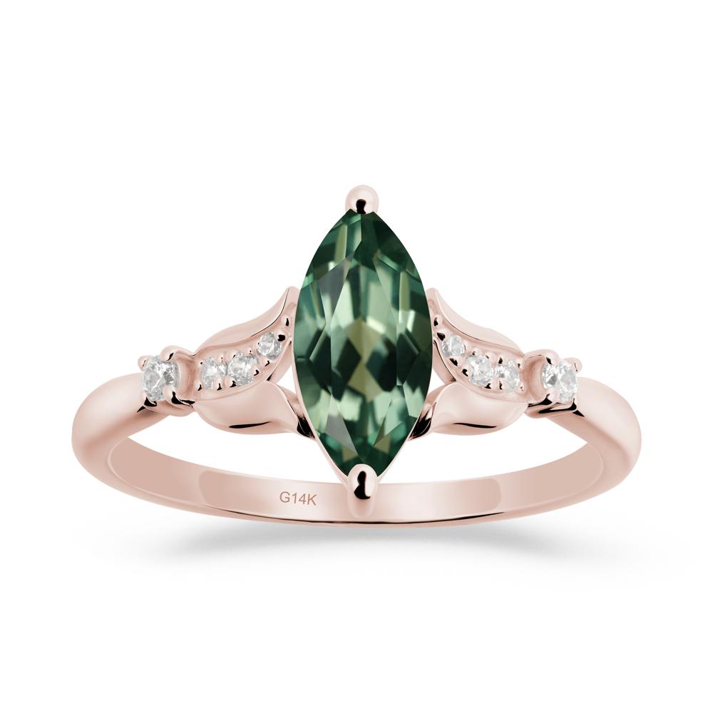 Marquise Green Sapphire Floral Engagement Ring - LUO Jewelry #metal_14k rose gold