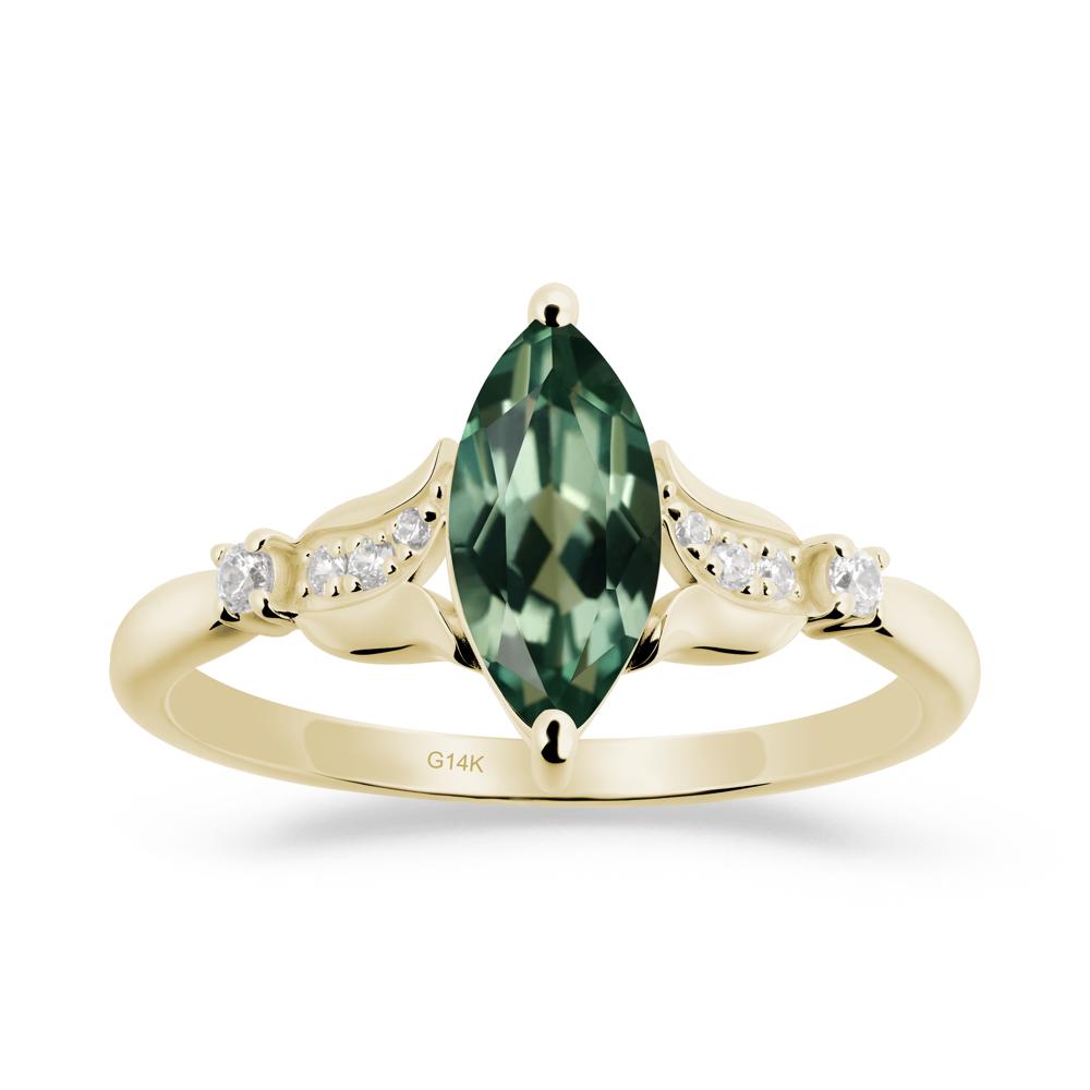 Marquise Green Sapphire Floral Engagement Ring - LUO Jewelry #metal_14k yellow gold