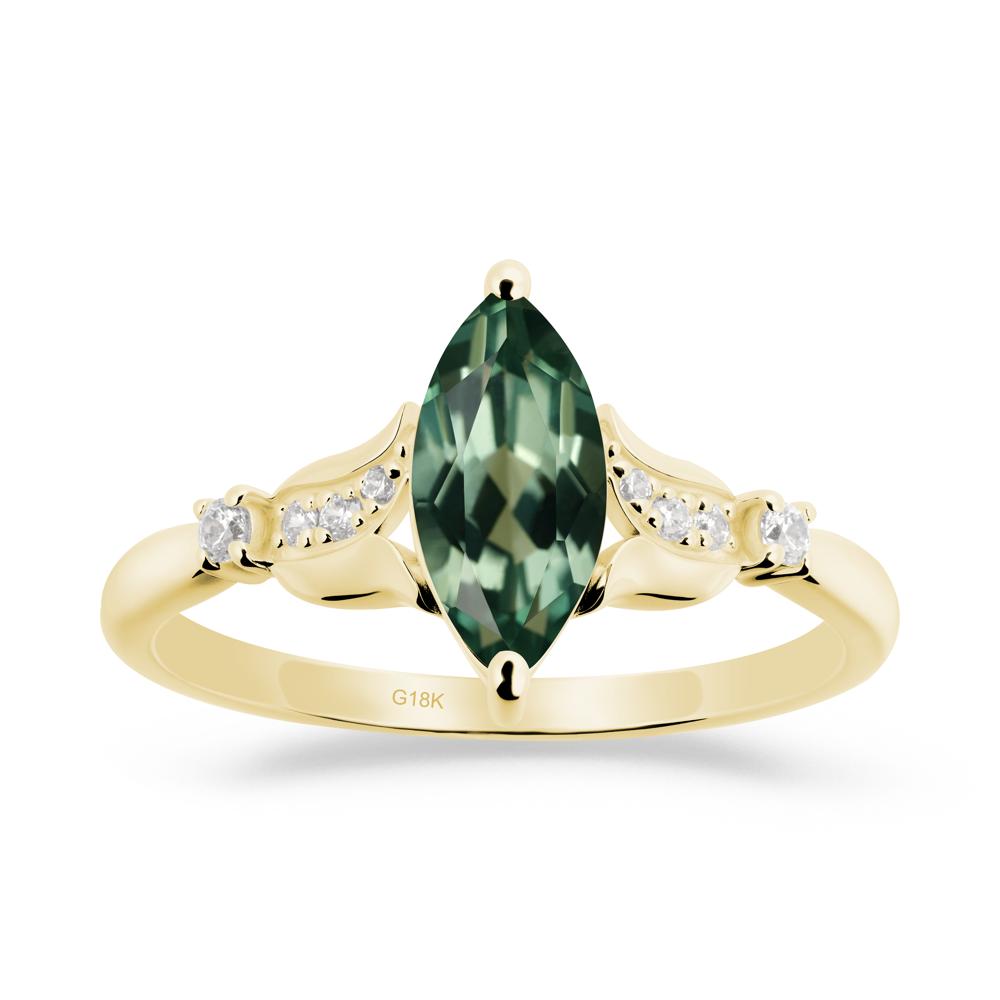 Marquise Green Sapphire Floral Engagement Ring - LUO Jewelry #metal_18k yellow gold