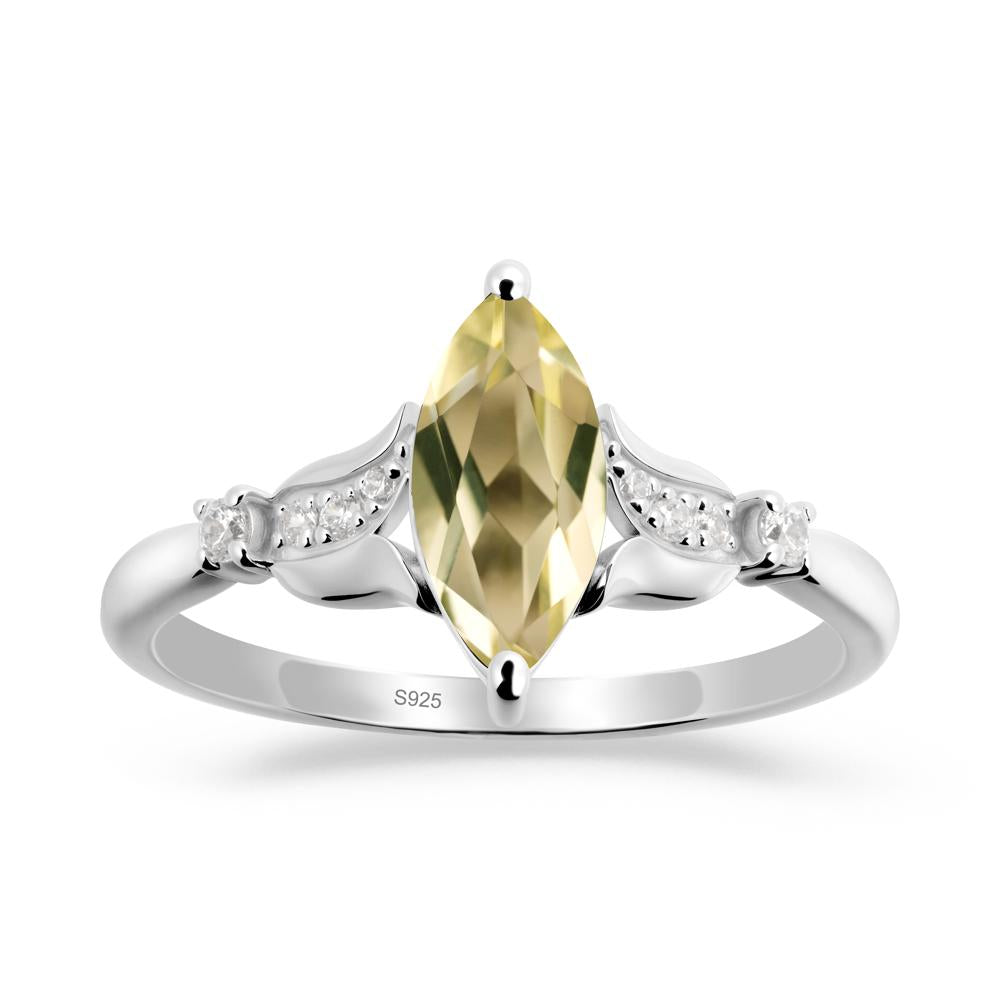 Marquise Lemon Quartz Floral Engagement Ring - LUO Jewelry #metal_sterling silver