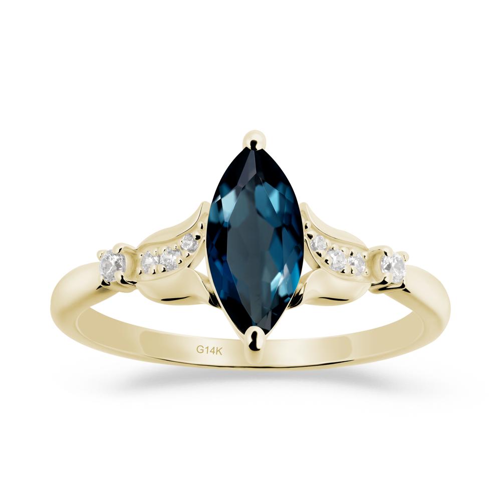 Marquise London Blue Topaz Floral Engagement Ring - LUO Jewelry #metal_14k yellow gold