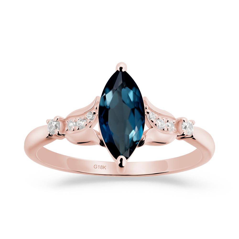 Marquise London Blue Topaz Floral Engagement Ring - LUO Jewelry #metal_18k rose gold