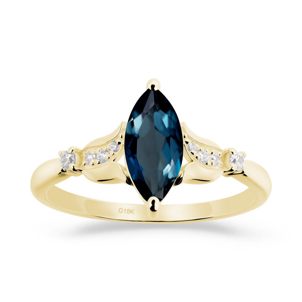 Marquise London Blue Topaz Floral Engagement Ring - LUO Jewelry #metal_18k yellow gold