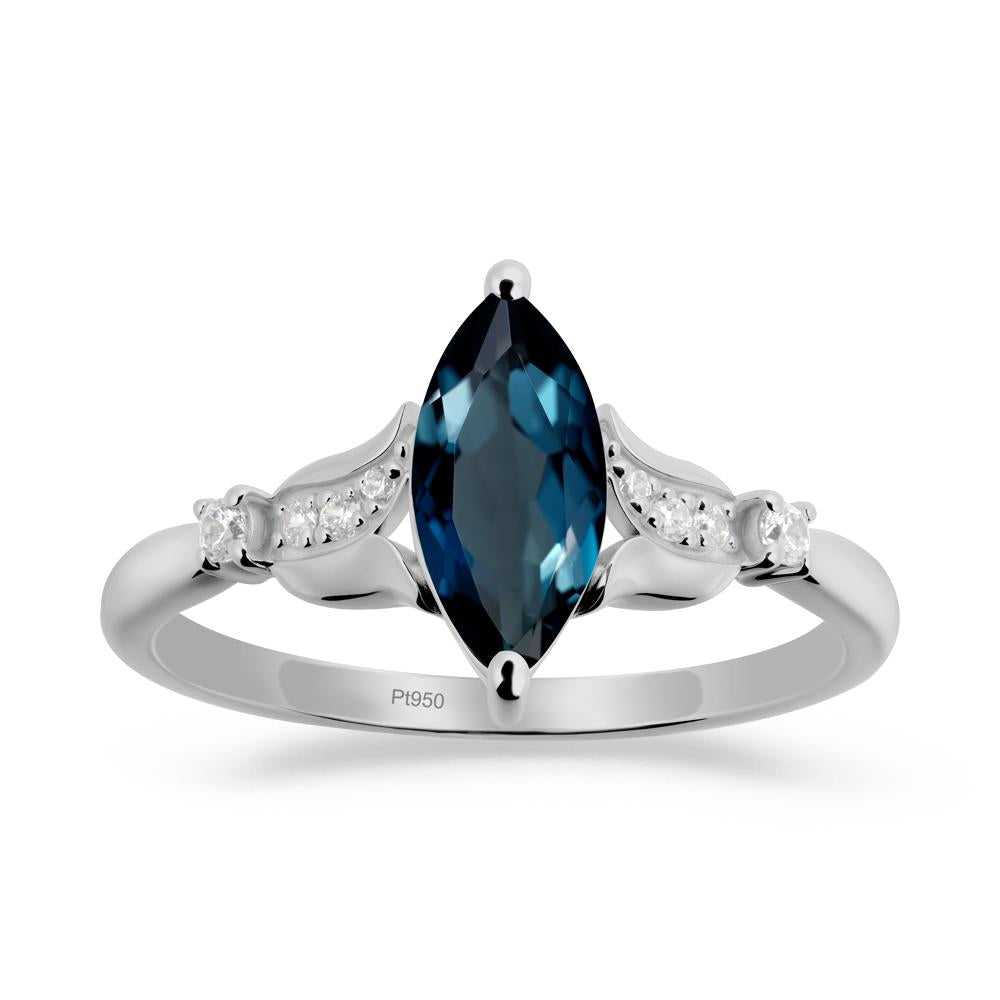 Marquise London Blue Topaz Floral Engagement Ring - LUO Jewelry #metal_platinum