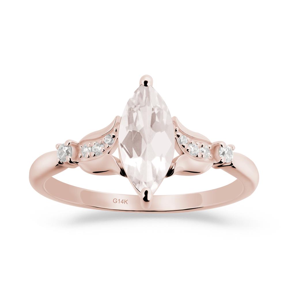 Marquise Morganite Floral Engagement Ring - LUO Jewelry #metal_14k rose gold