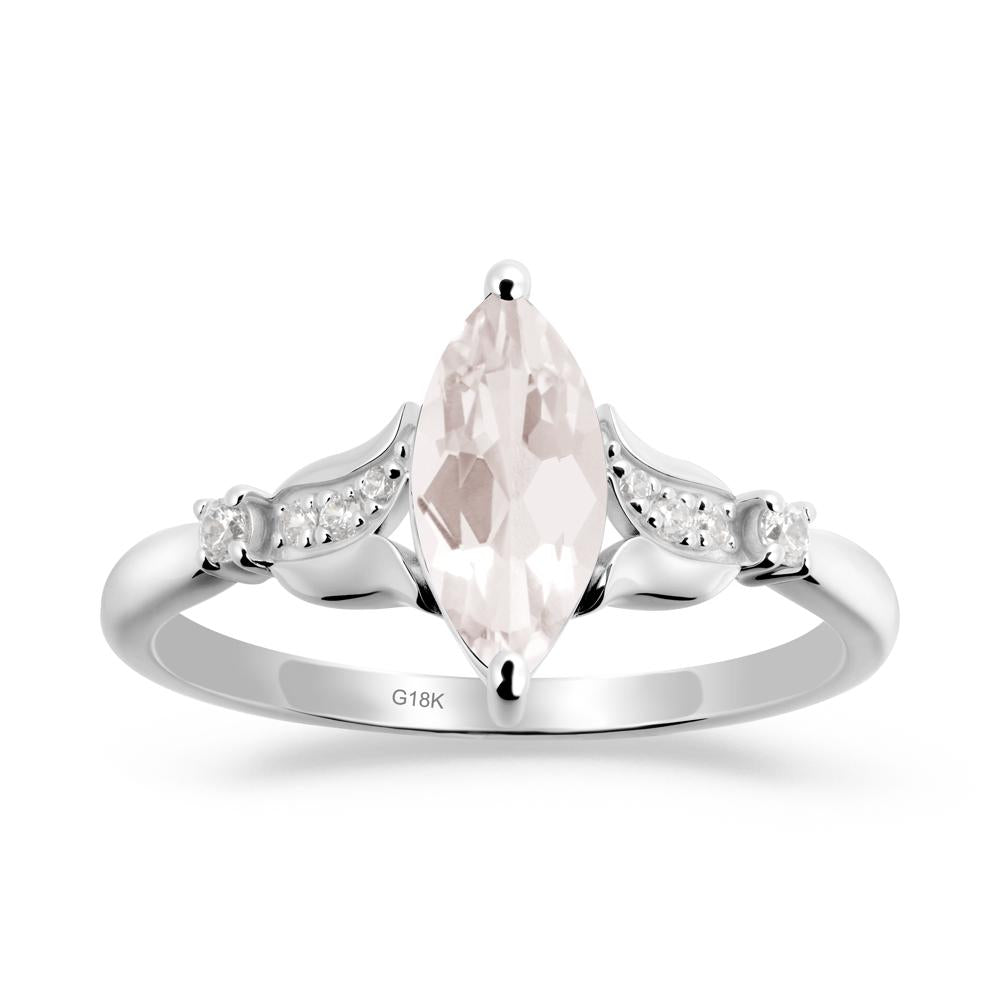 Marquise Morganite Floral Engagement Ring - LUO Jewelry #metal_18k white gold
