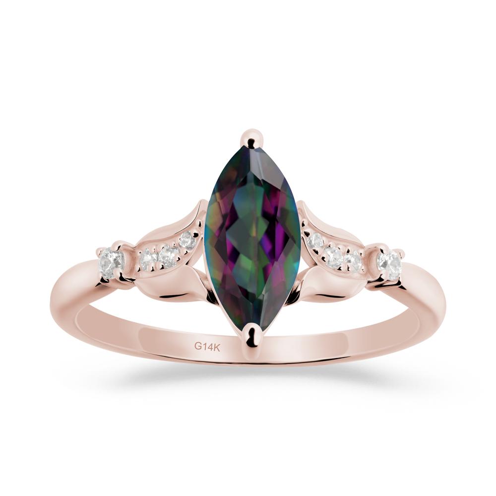 Marquise Mystic Topaz Floral Engagement Ring - LUO Jewelry #metal_14k rose gold
