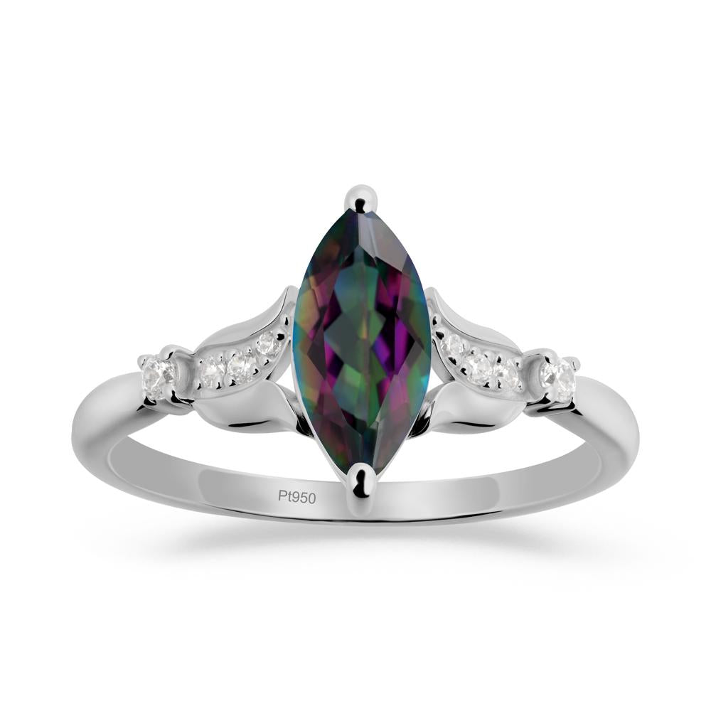 Marquise Mystic Topaz Floral Engagement Ring - LUO Jewelry #metal_platinum