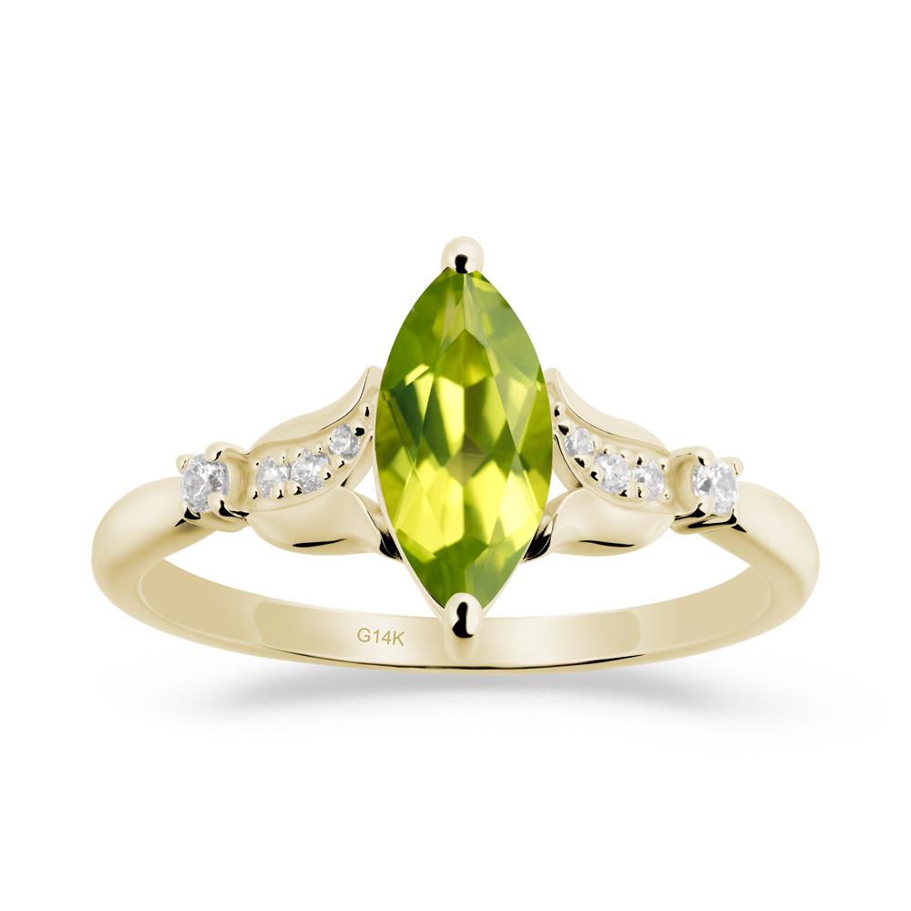 Marquise Peridot Floral Engagement Ring - LUO Jewelry #metal_14k yellow gold