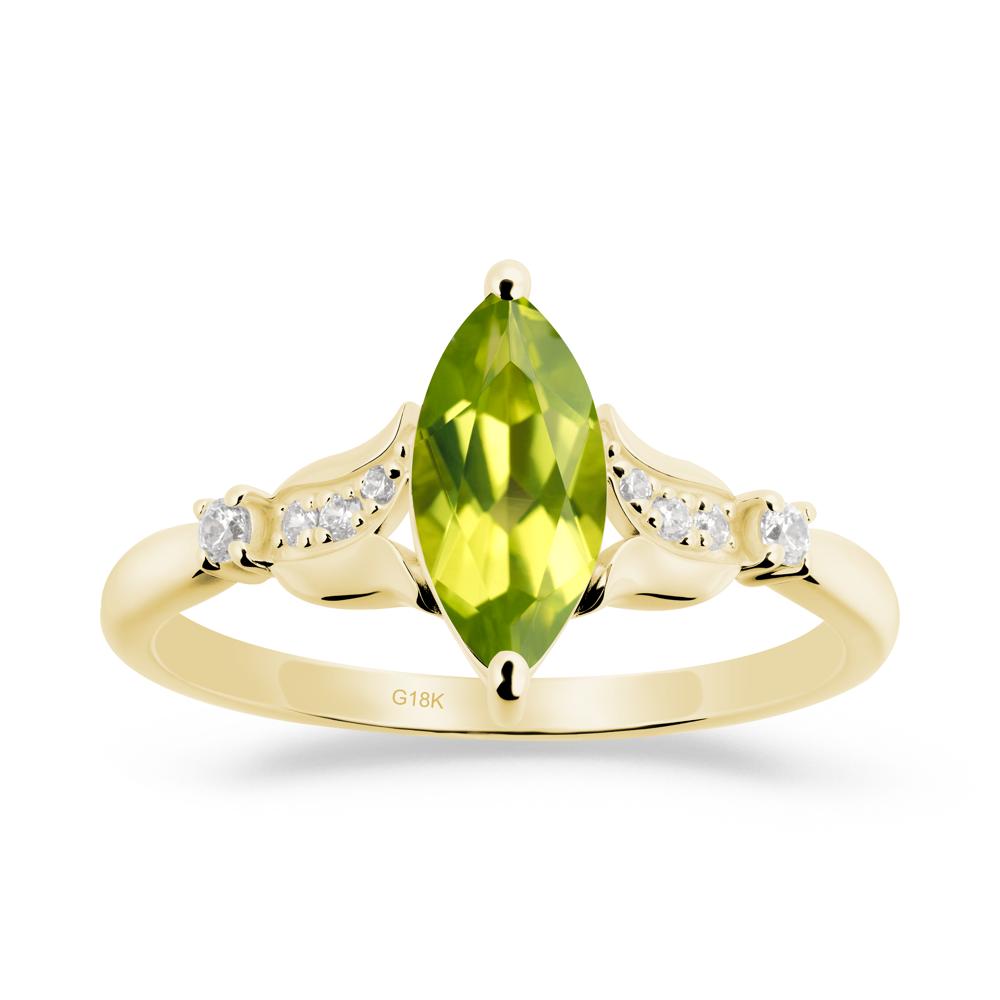 Marquise Peridot Floral Engagement Ring - LUO Jewelry #metal_18k yellow gold