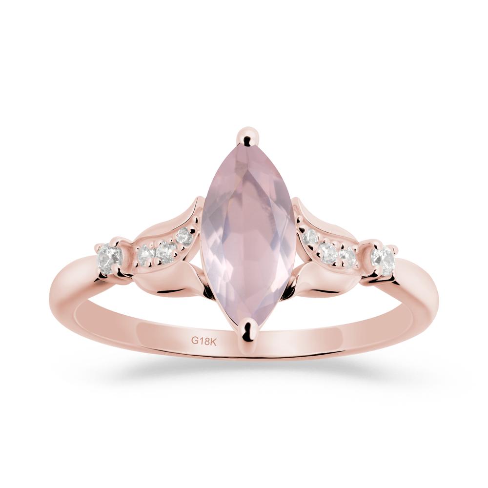 Marquise Rose Quartz Floral Engagement Ring - LUO Jewelry #metal_18k rose gold