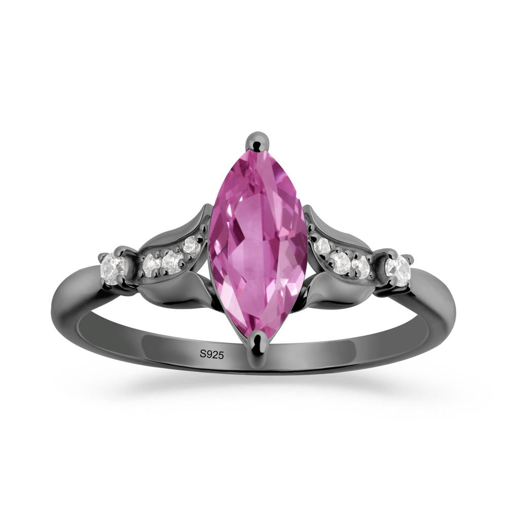 Marquise Pink Sapphire Floral Engagement Ring - LUO Jewelry #metal_black finish sterling silver