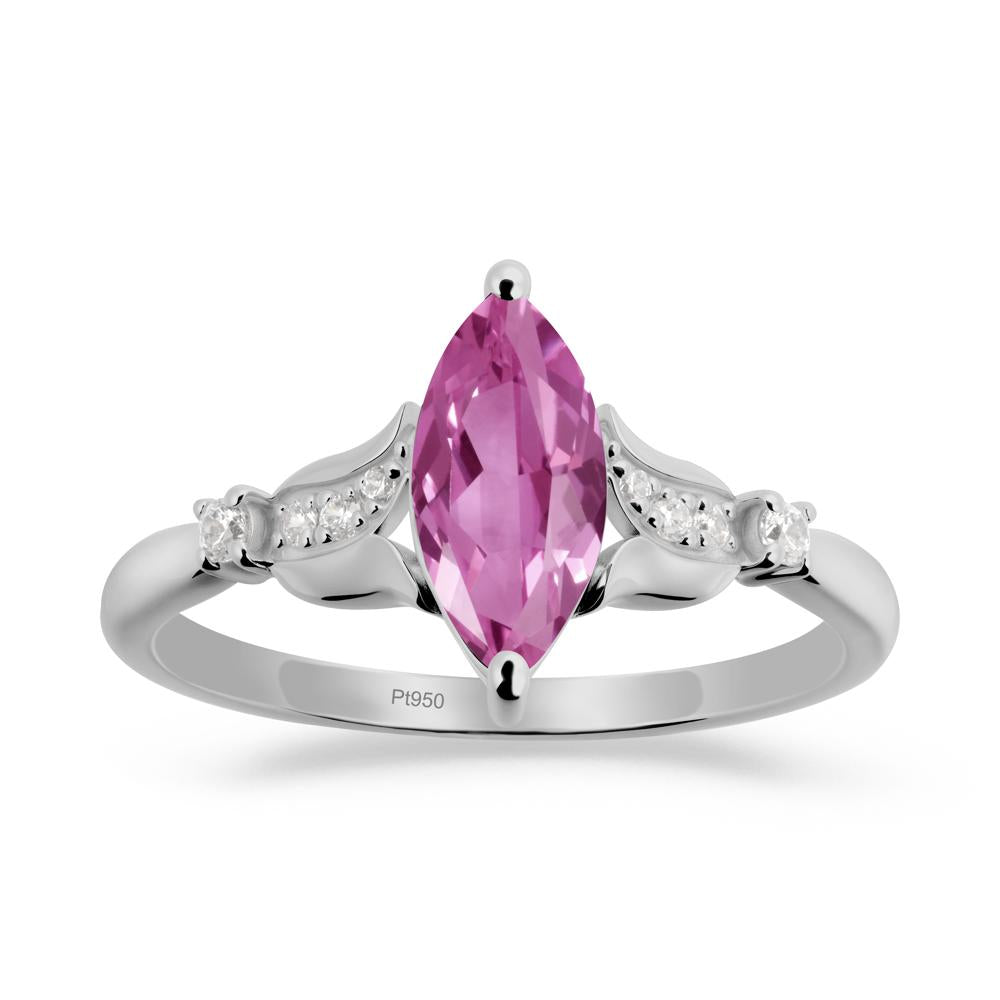 Marquise Pink Sapphire Floral Engagement Ring - LUO Jewelry #metal_platinum