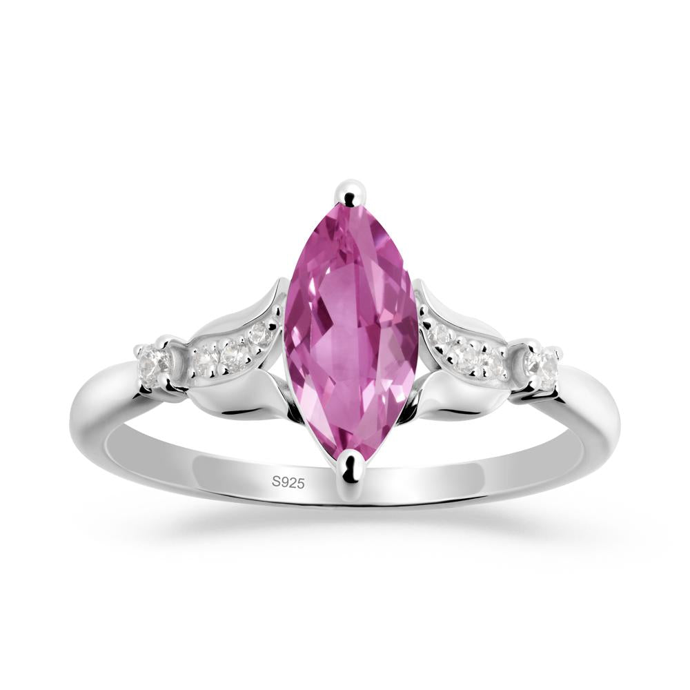 Marquise Pink Sapphire Floral Engagement Ring - LUO Jewelry #metal_sterling silver